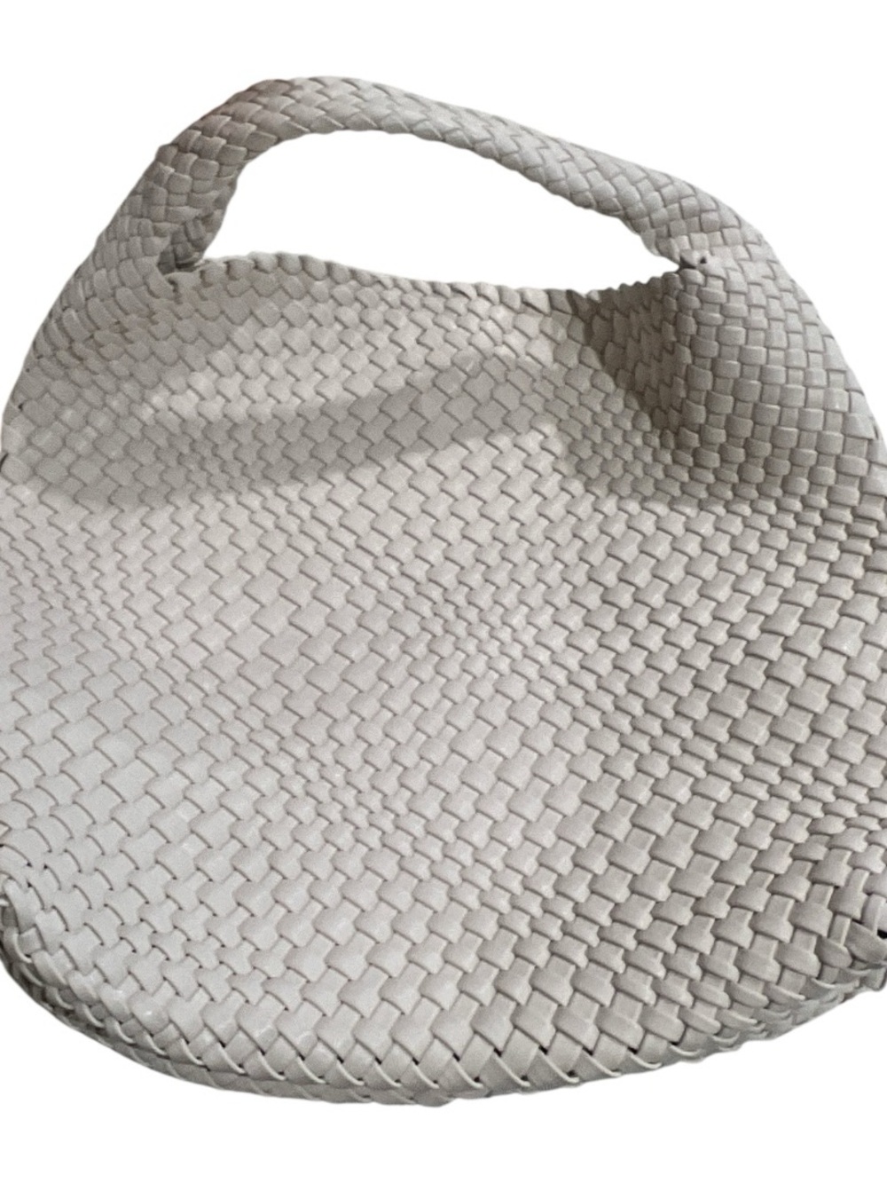 Woven Shoulder Tote Bag in Light Gray
